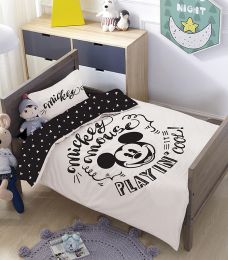 Disney Mickey Mouse Cool Bedding 3-Piece Toddler Cotton Fitted Crib and Toddler